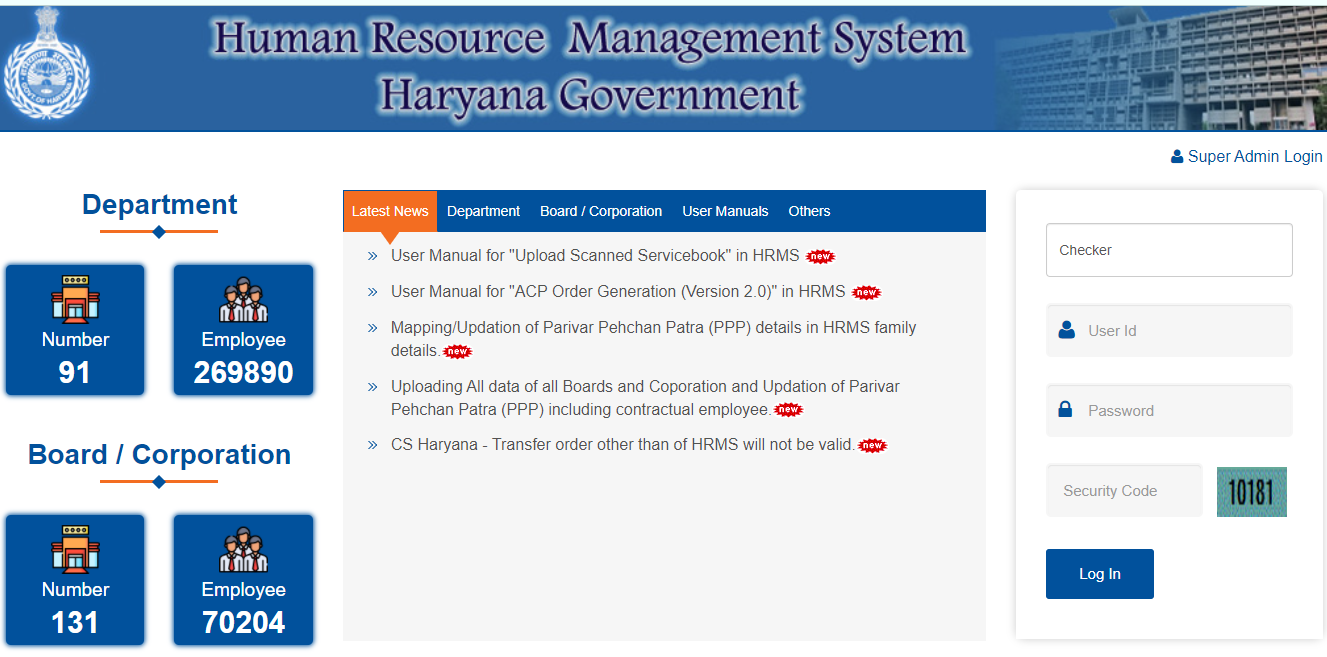 HRMS Haryana Employee Login Portal