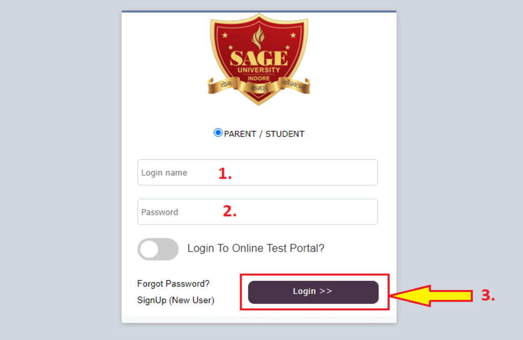 sage university indore student portal login