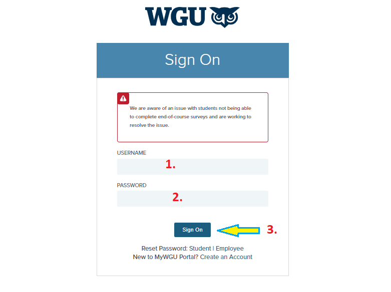 WGU Student portal login at my.wgu.edu