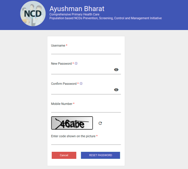 NCD Reset Password Form