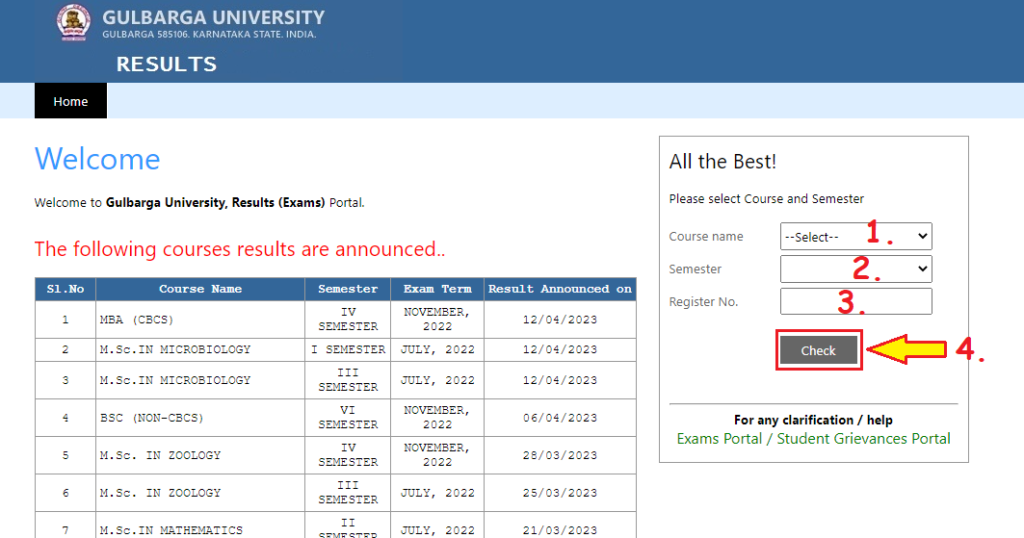 Gulbarga University Result Portal 2023