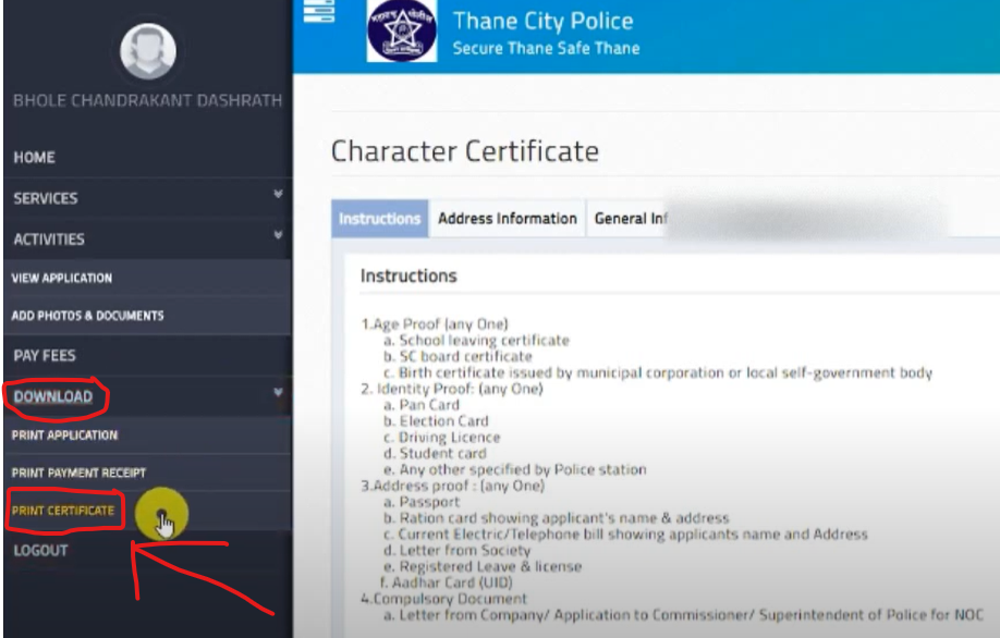 police verification certificate download maharashtra